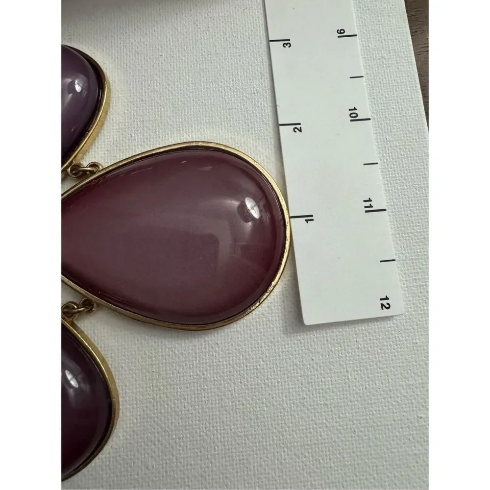 Y2K Vintage Womens Purple Teardrop Chain Matinee Princess Statement Necklace 90s